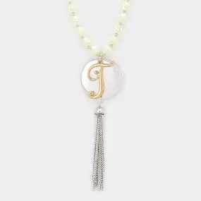 iLLASPARKZ 'T' Monogram tassel long necklace