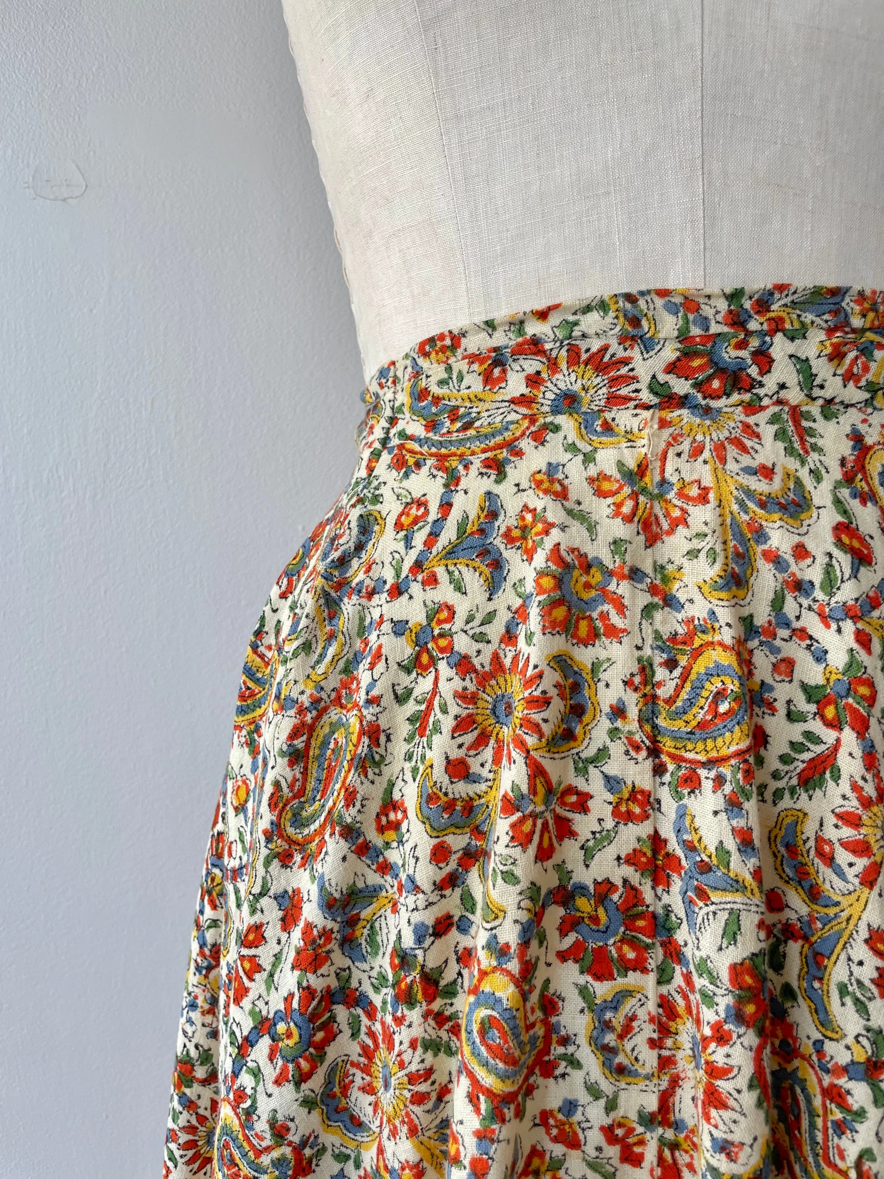 Indian Cotton Circle Skirt | 1950s