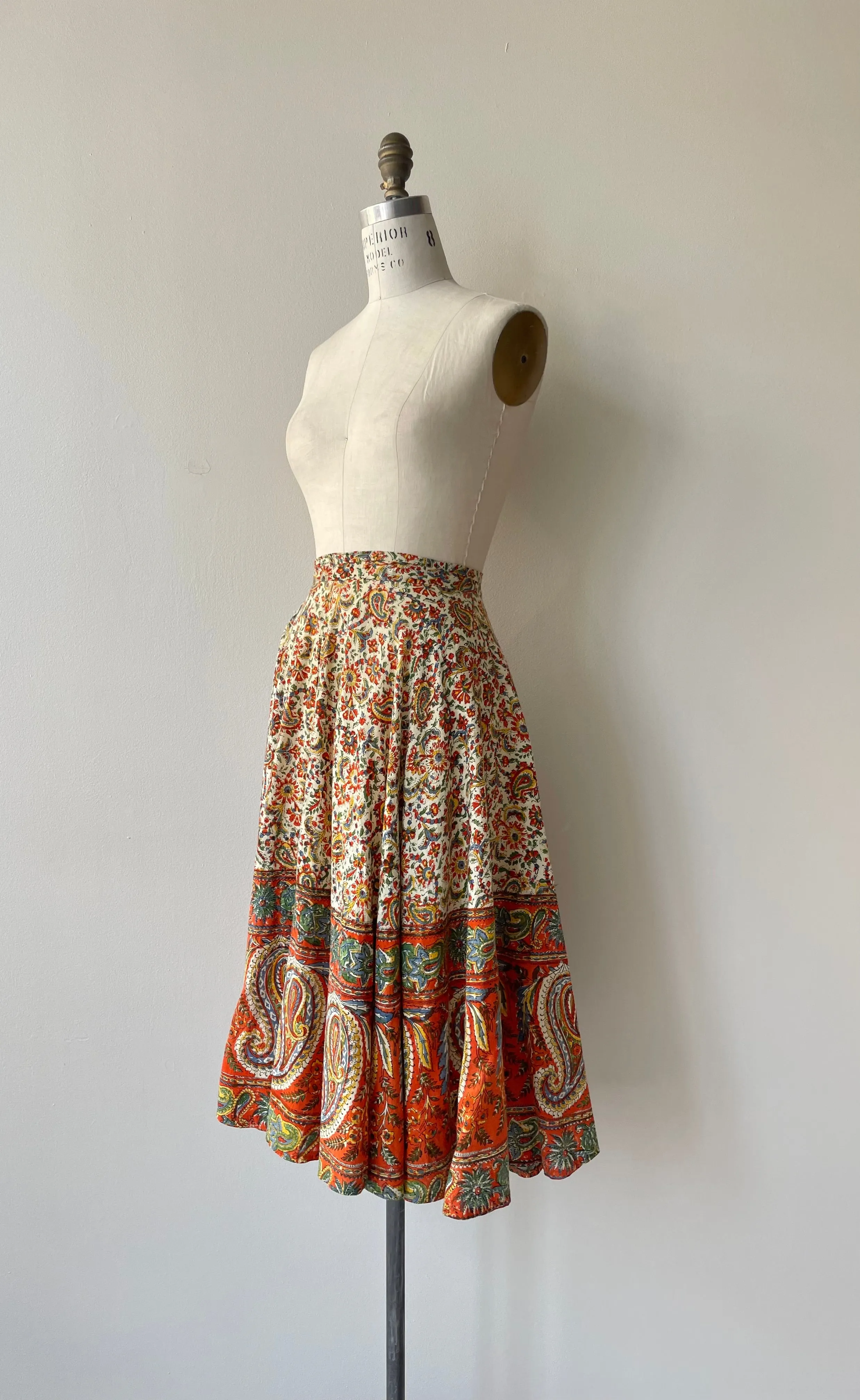 Indian Cotton Circle Skirt | 1950s