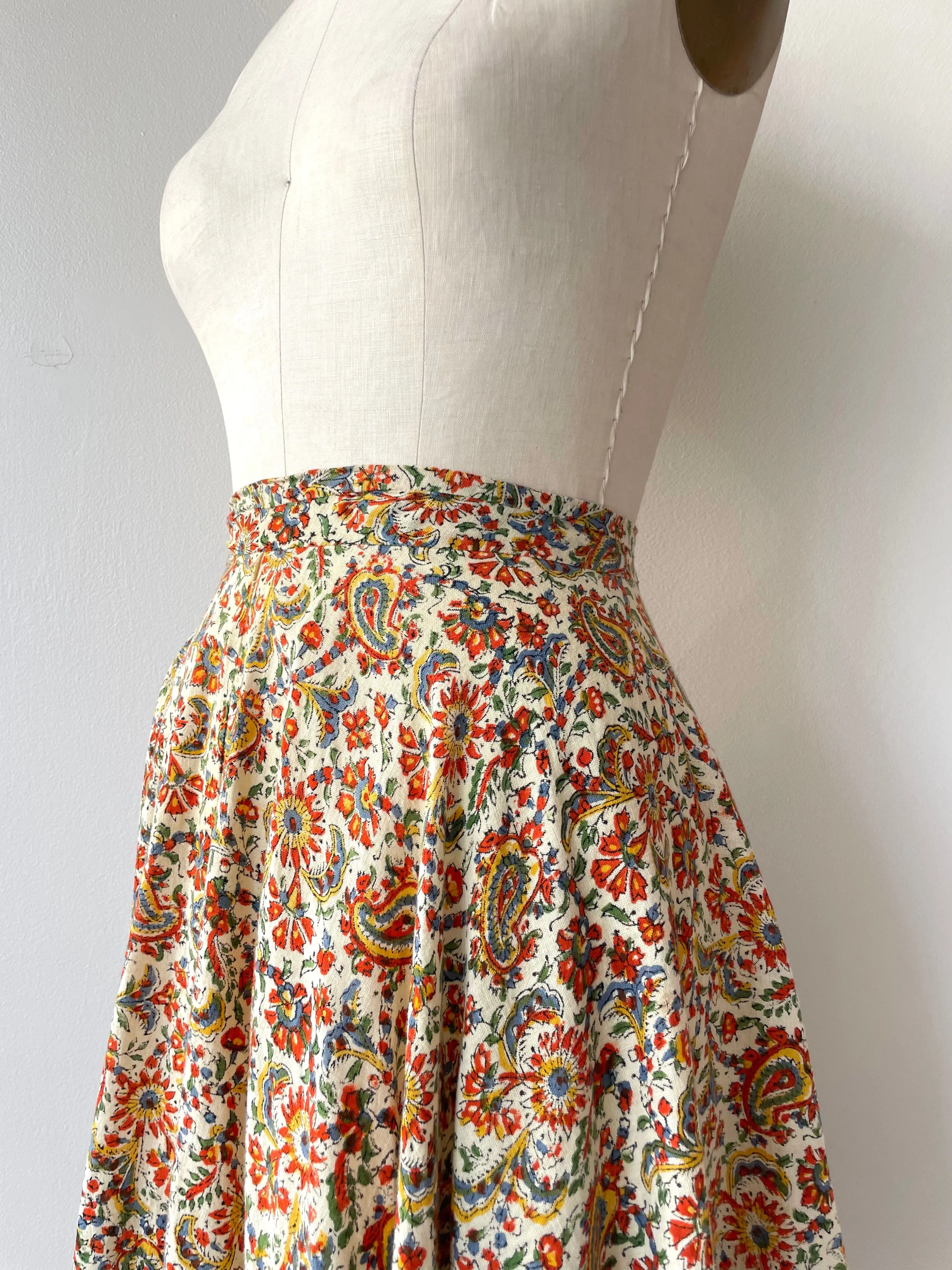 Indian Cotton Circle Skirt | 1950s