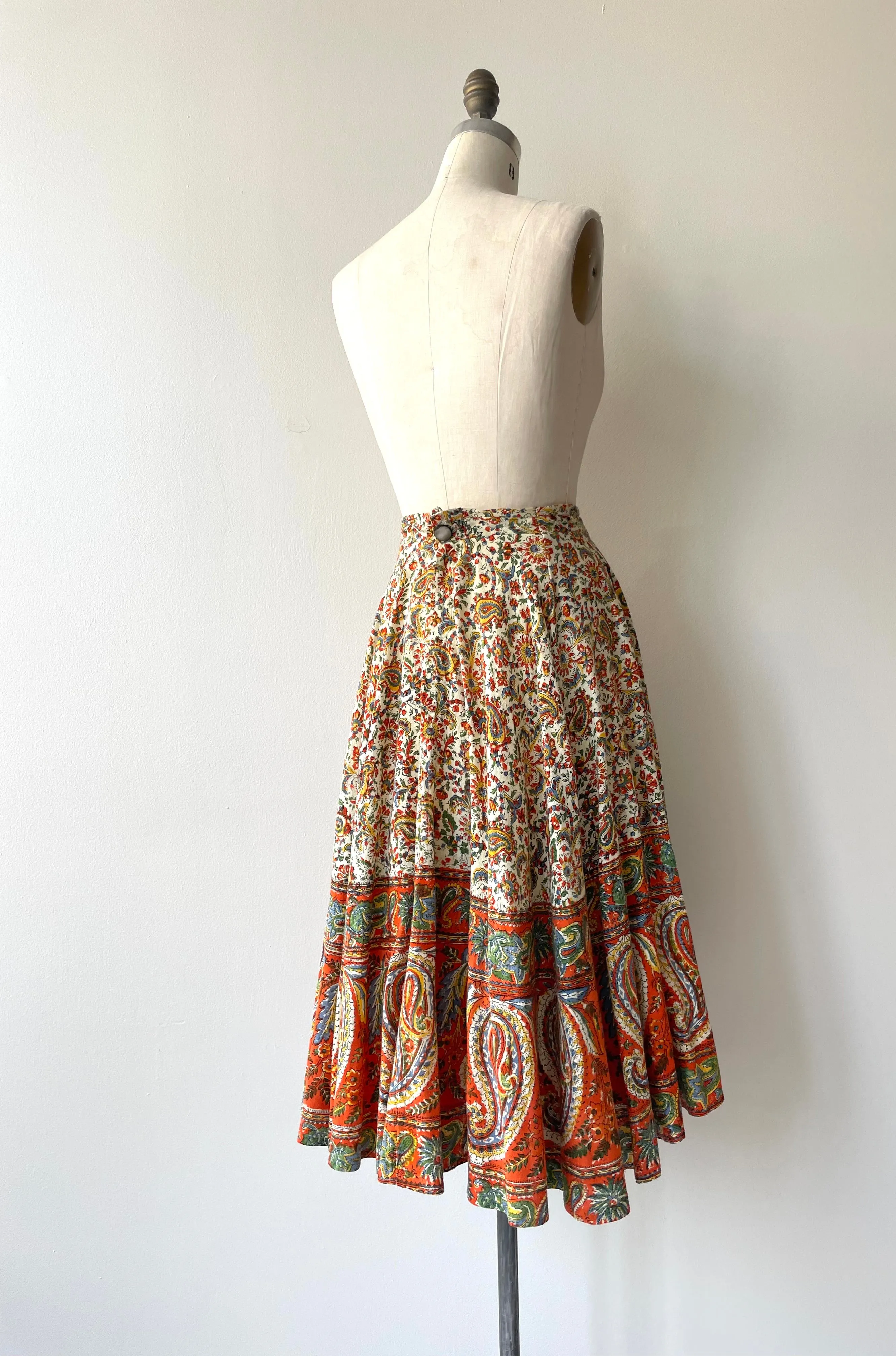 Indian Cotton Circle Skirt | 1950s