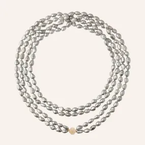 Irregular Grey Pearl Opera Necklace