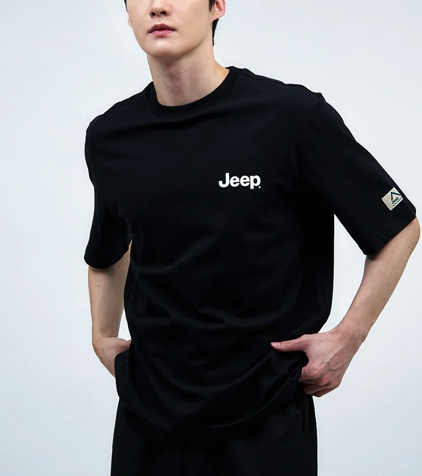 JEEP  |Unisex U-Neck Cotton Logo T-Shirts