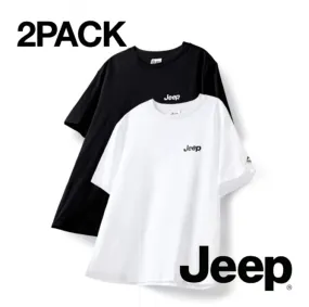 JEEP  |Unisex U-Neck Cotton Logo T-Shirts