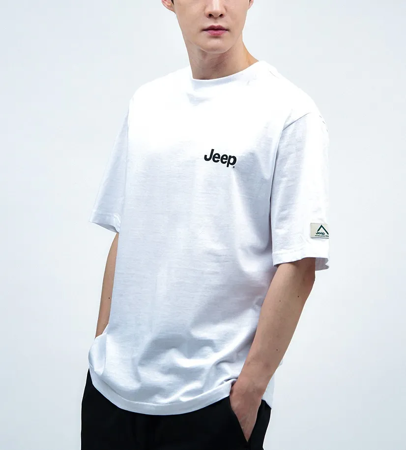 JEEP  |Unisex U-Neck Cotton Logo T-Shirts