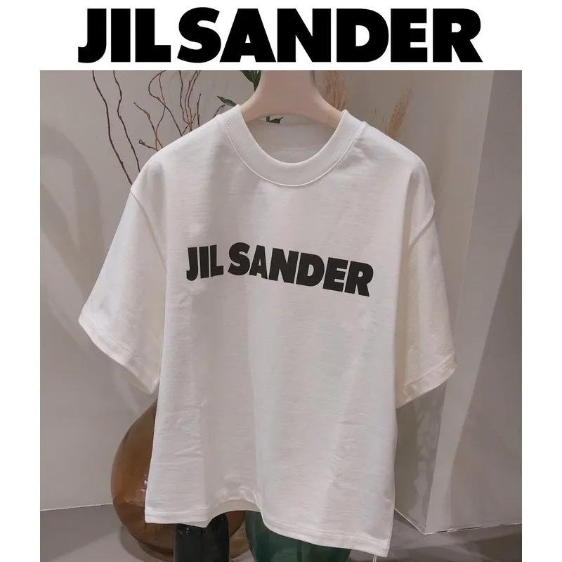 Jil Sander  |Crew Neck Street Style Plain Cotton Short Sleeves Logo