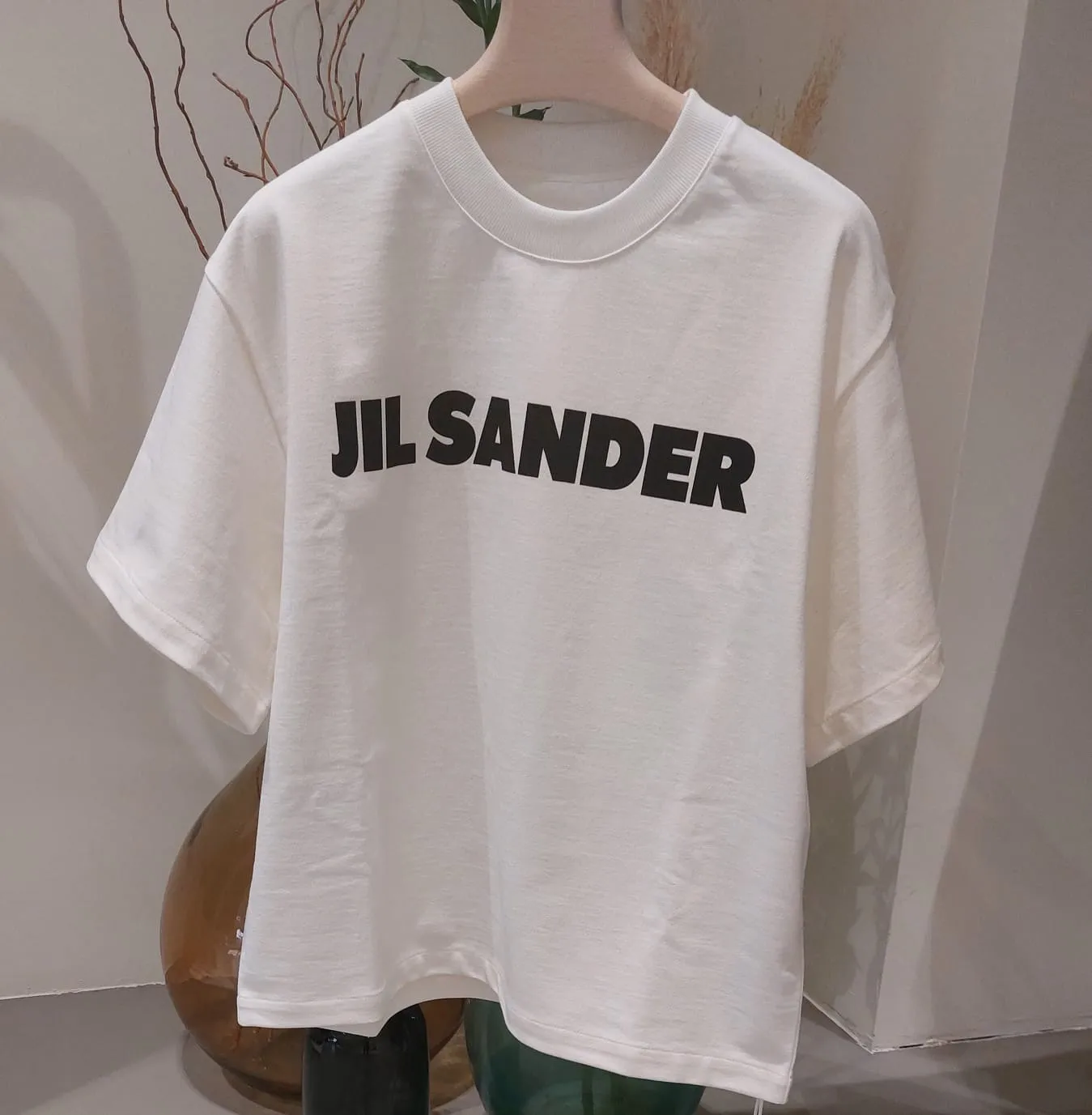 Jil Sander  |Crew Neck Street Style Plain Cotton Short Sleeves Logo