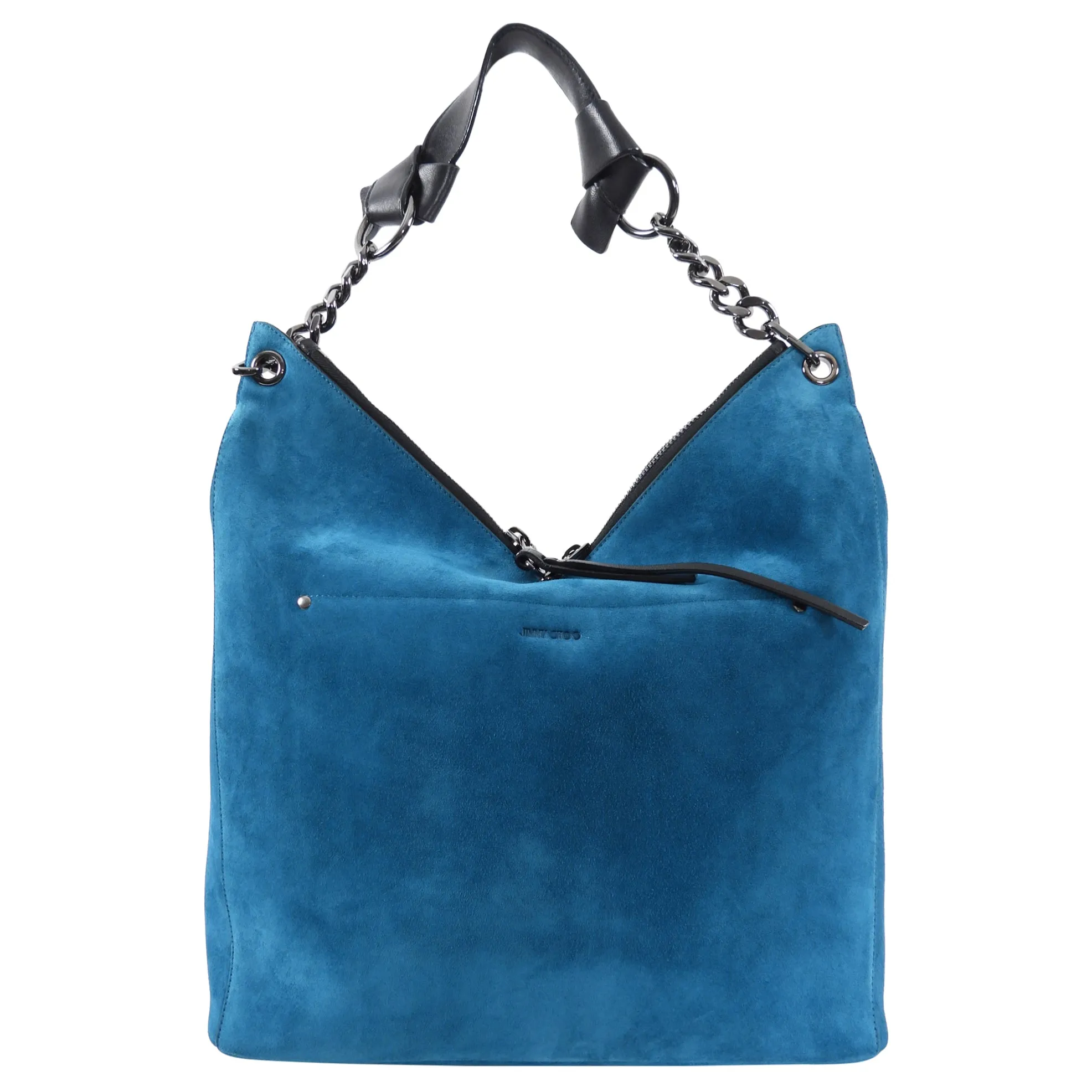 Jimmy Choo Teal Blue Suede Chain Strap Bag