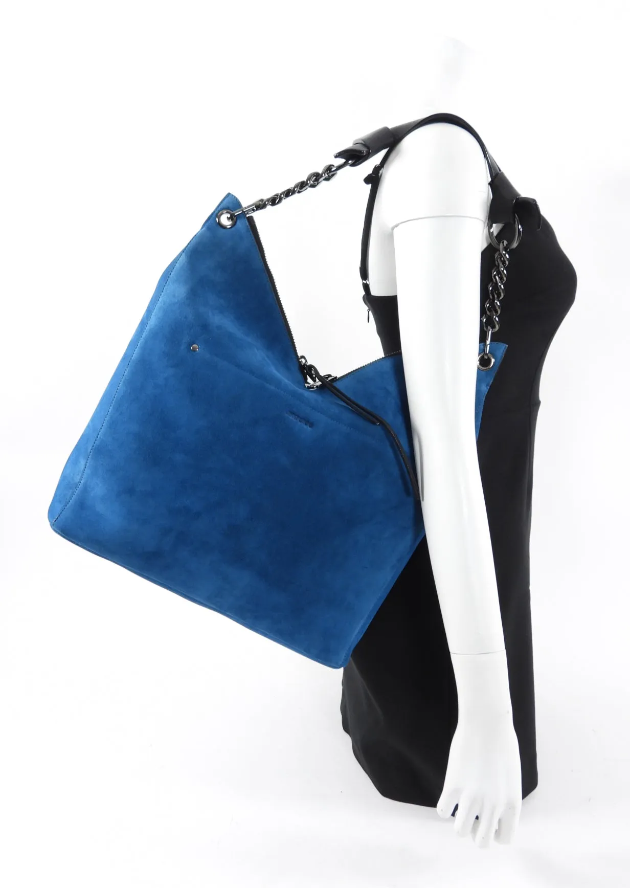 Jimmy Choo Teal Blue Suede Chain Strap Bag