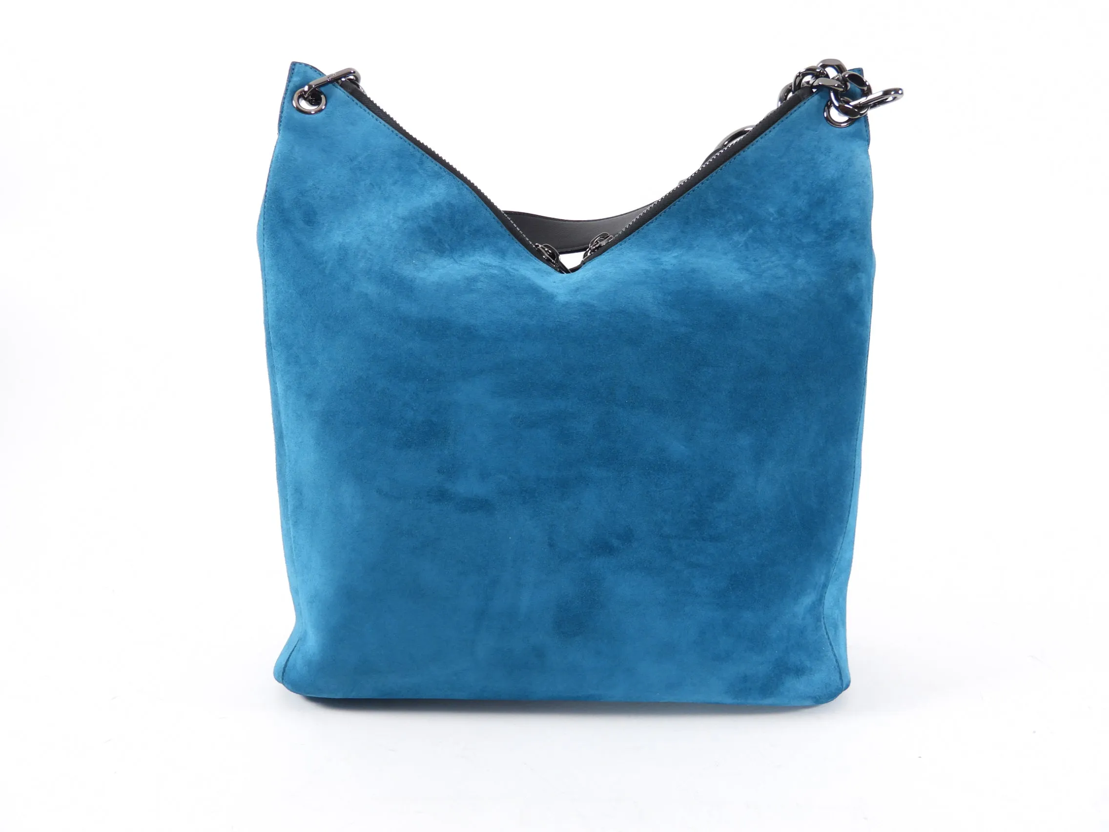 Jimmy Choo Teal Blue Suede Chain Strap Bag