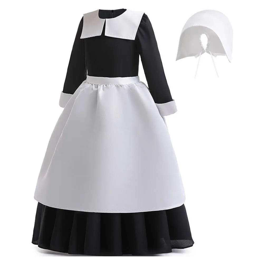 Kids Wednesday Addams Cosplay Costume Maid Dress Outfits Halloween Carnival Party Suit