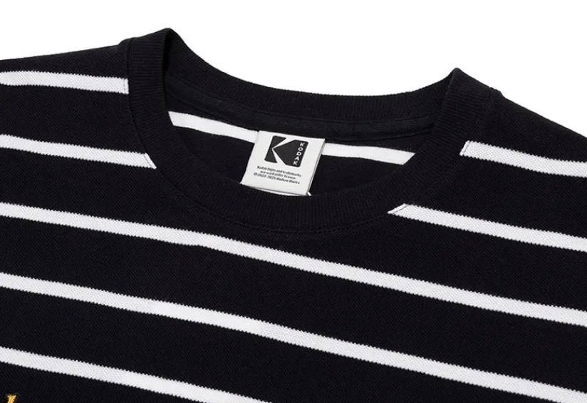 KODAK  |Stripes Unisex Street Style U-Neck Cotton Short Sleeves Logo