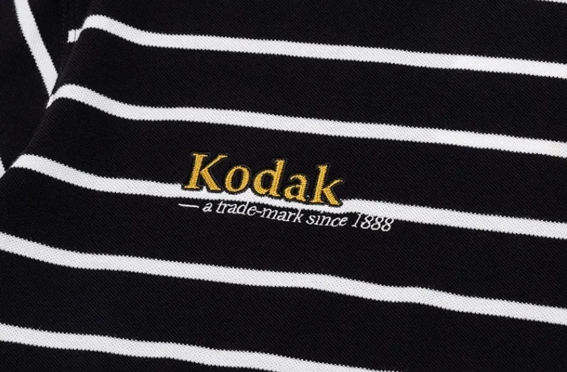 KODAK  |Stripes Unisex Street Style U-Neck Cotton Short Sleeves Logo