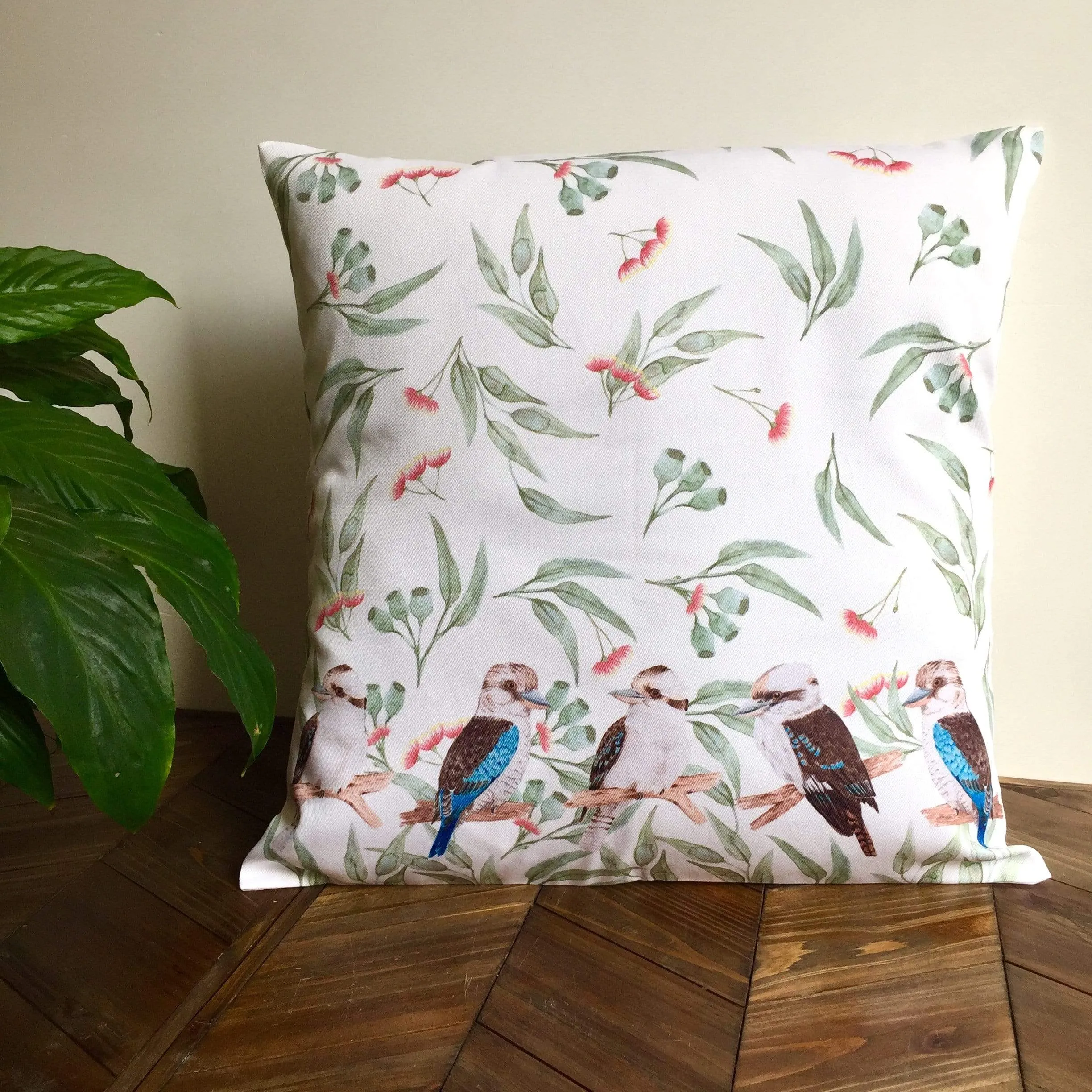 Kookaburra 5 birds Cushion Cover Cotton Drill