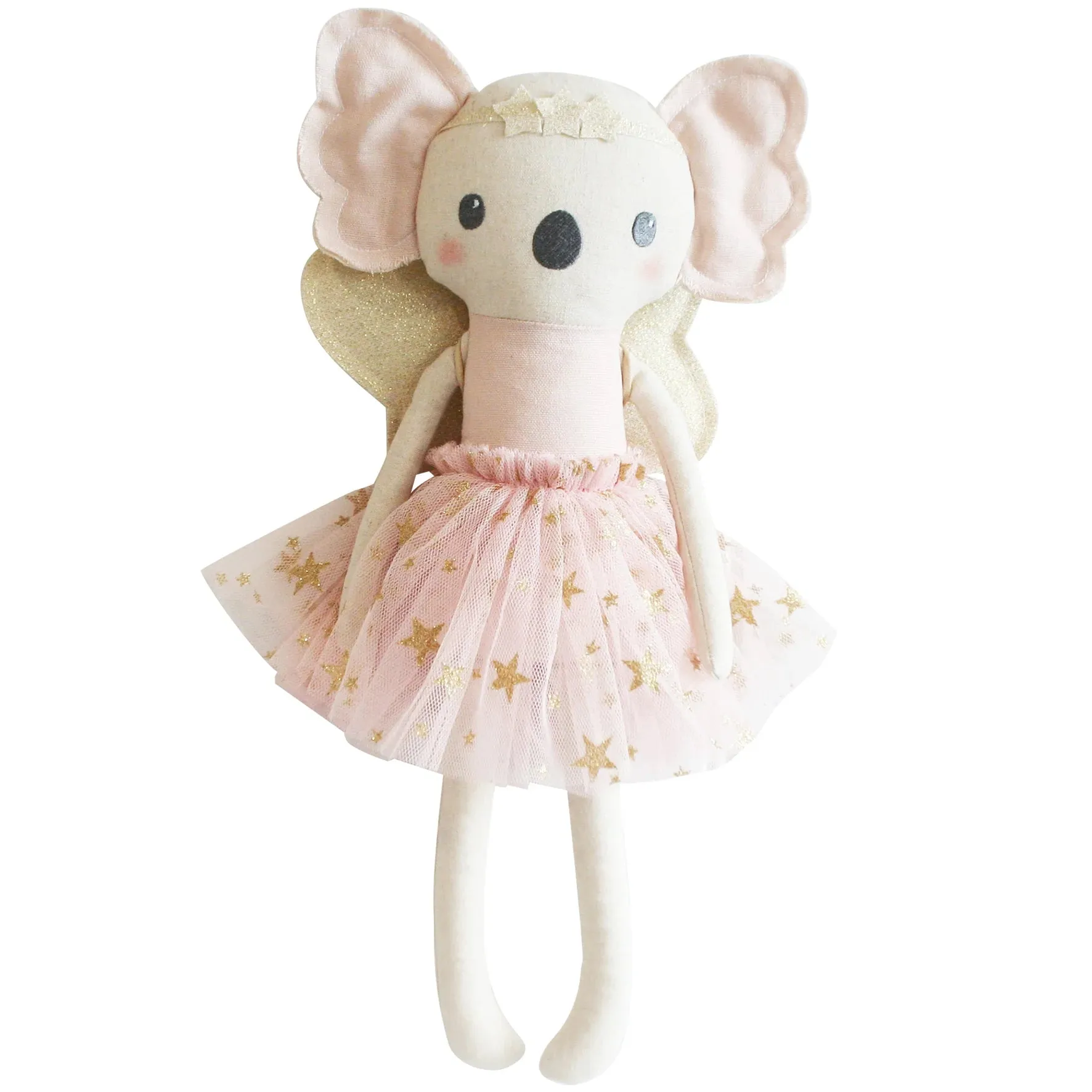 Large Koala Pink Gold Fairy Children's Doll with soft Blush & Gold Tulle Tutu