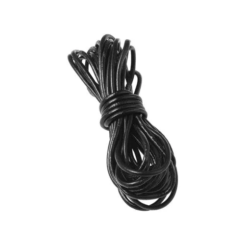 Leather Cord, Cowhide Leather Cord, Black, Round, 3mm