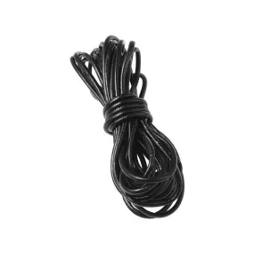 Leather Cord, Cowhide Leather Cord, Black, Round, 3mm