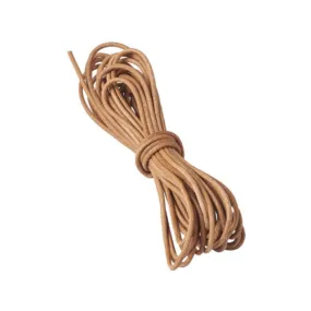 Leather Cord, Cowhide Leather Cord, Tan, Round, 2mm