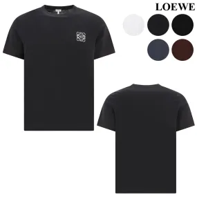 LOEWE  |Crew Neck Plain Cotton Short Sleeves Logo Luxury