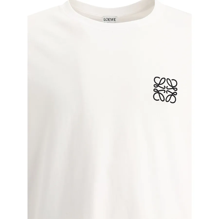 LOEWE  |Crew Neck Plain Cotton Short Sleeves Logo Luxury