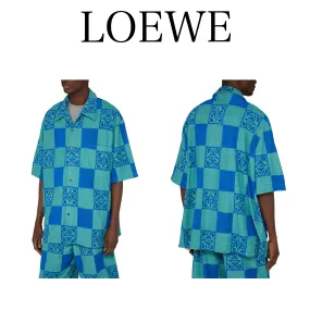 LOEWE  |Unisex Cotton Short Sleeves Logo Luxury Shirts