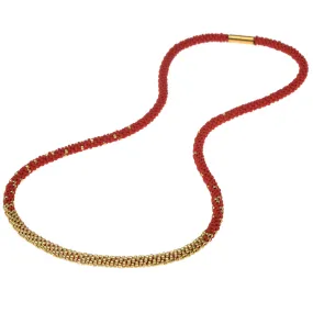 Long Beaded Kumihimo Necklace - Red and Gold - Exclusive Beadaholique Jewelry Kit