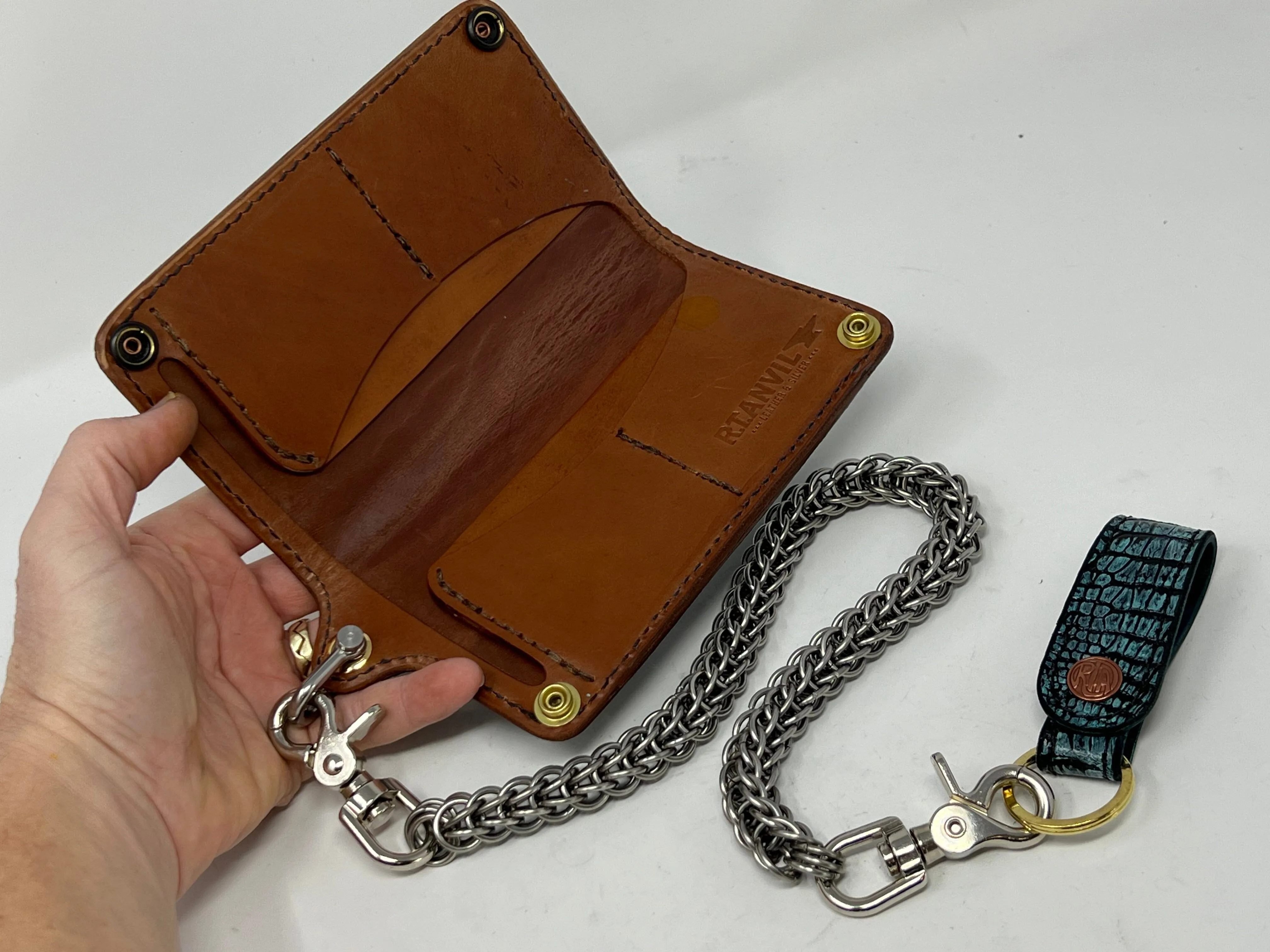 Long Biker Chain Wallet - Antique Agua Alligator