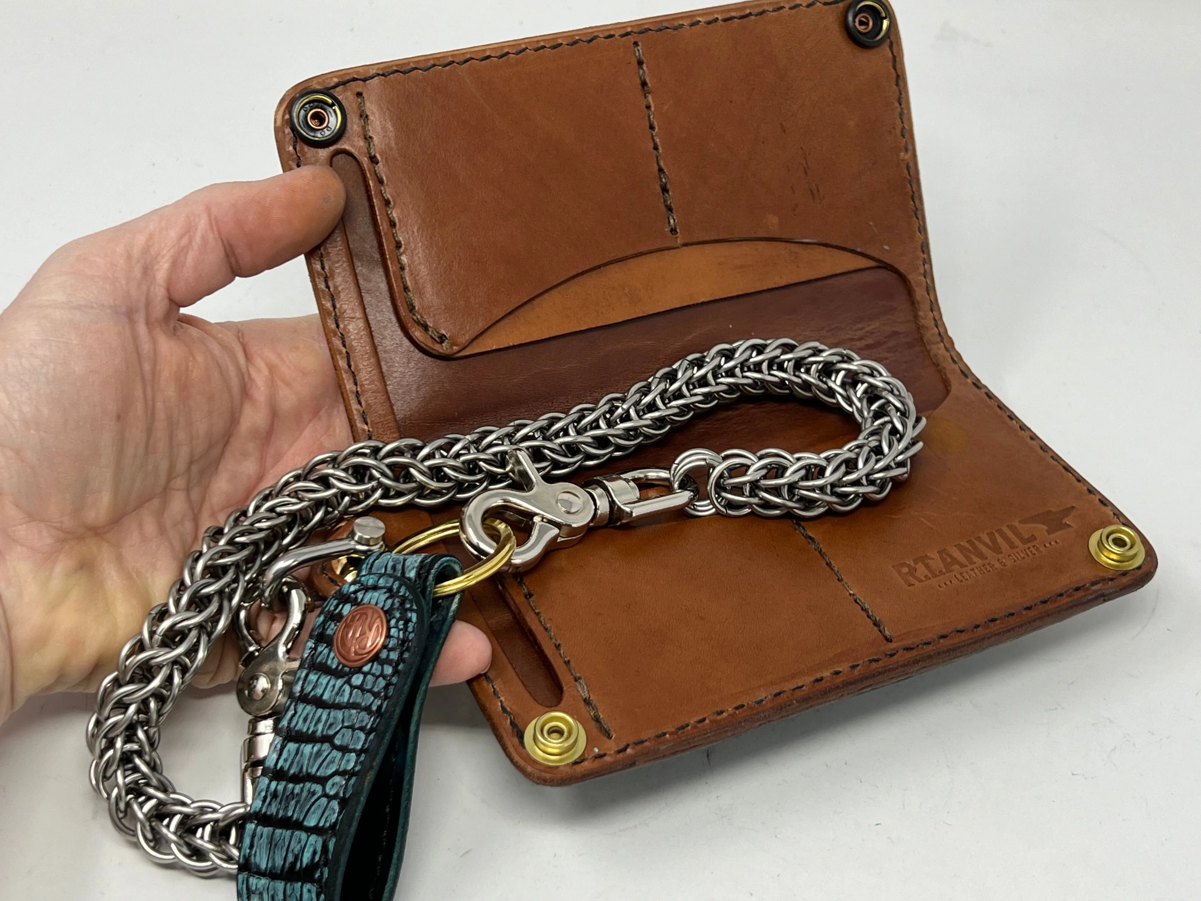 Long Biker Chain Wallet - Antique Agua Alligator