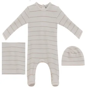 Lux White/Gold Stripe Layette Set