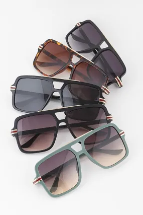 Luxe Stripe Square Aviators