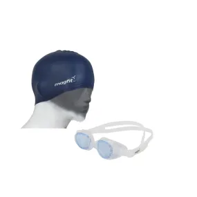 MagFit Unisex Storm Swimming Goggle + Unisex Plain Silicone Swimming Cap