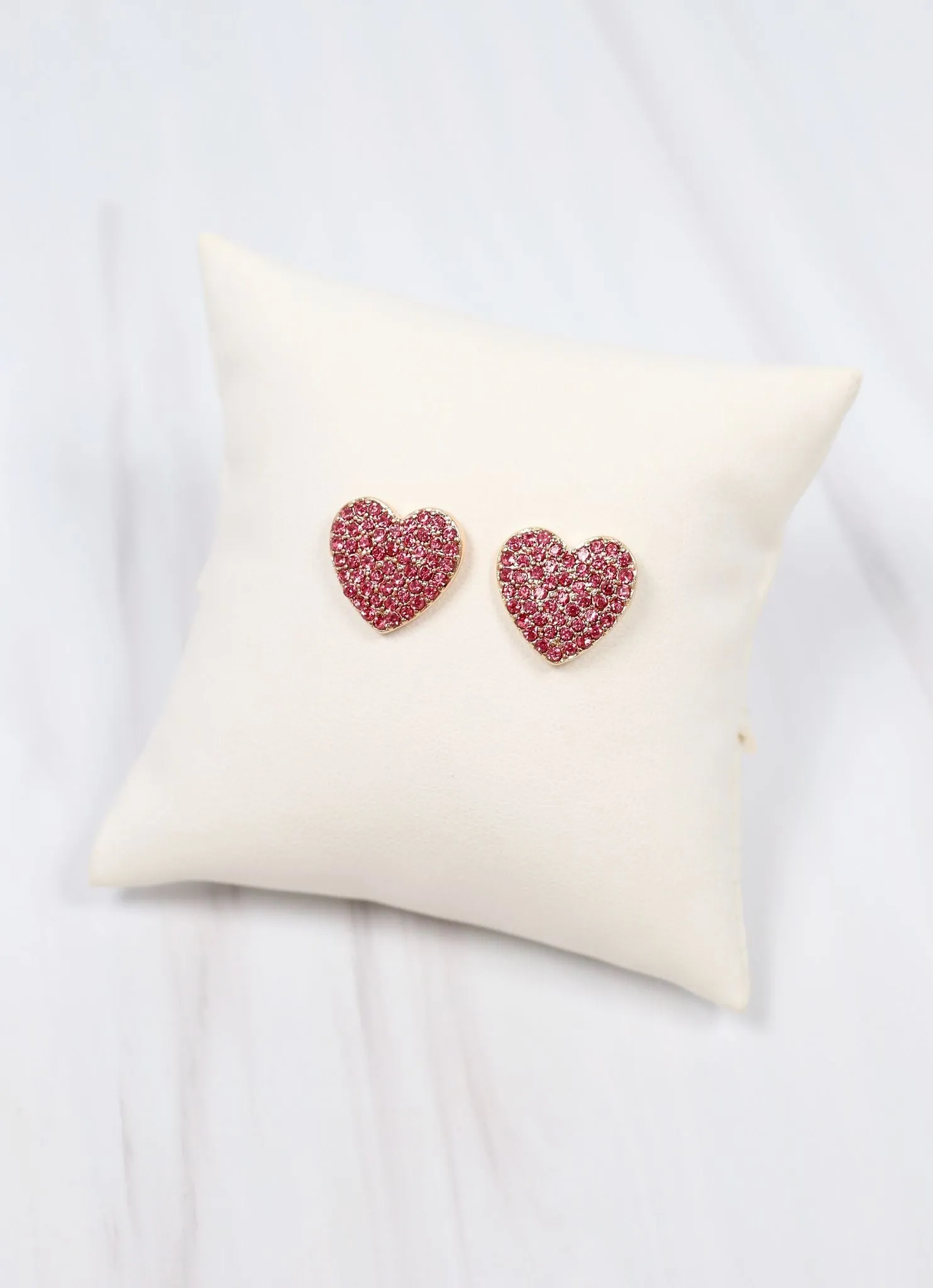 Martie CZ Heart Stud Earring PINK