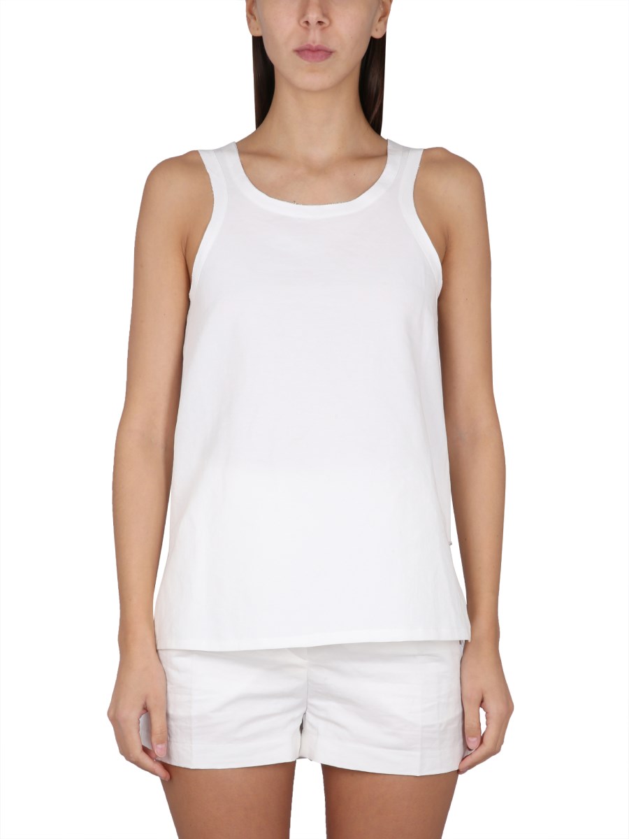 MAX MARA    COTTON TOP WITH LOGO EMBROIDERY