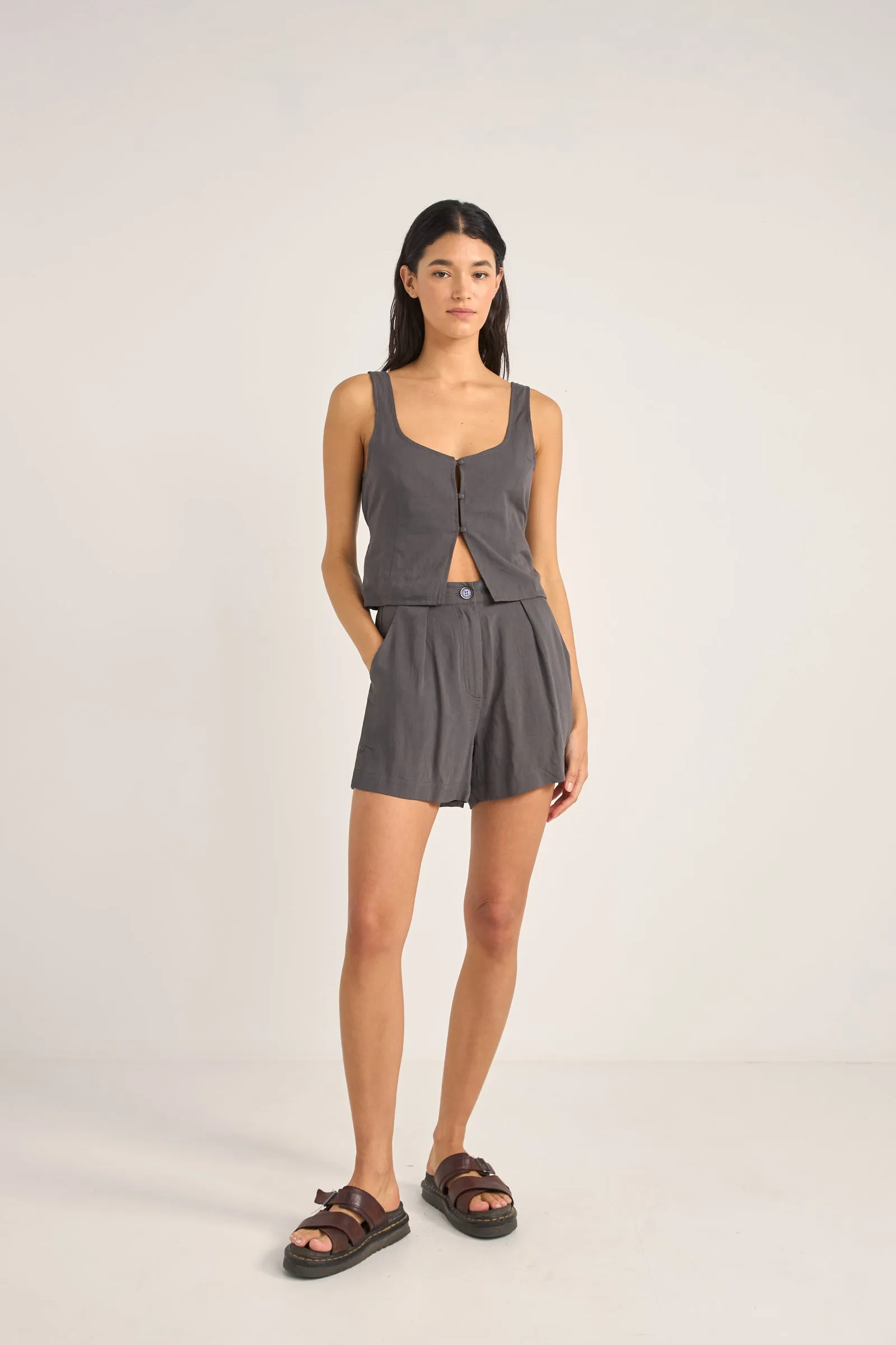 Maya Elasticated Short Charcoal