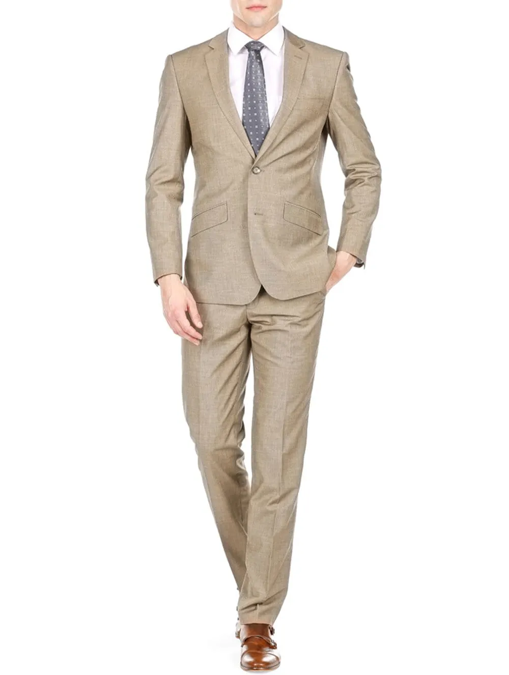 Men's Slim Fit Sharkskin 2 Piece Suit