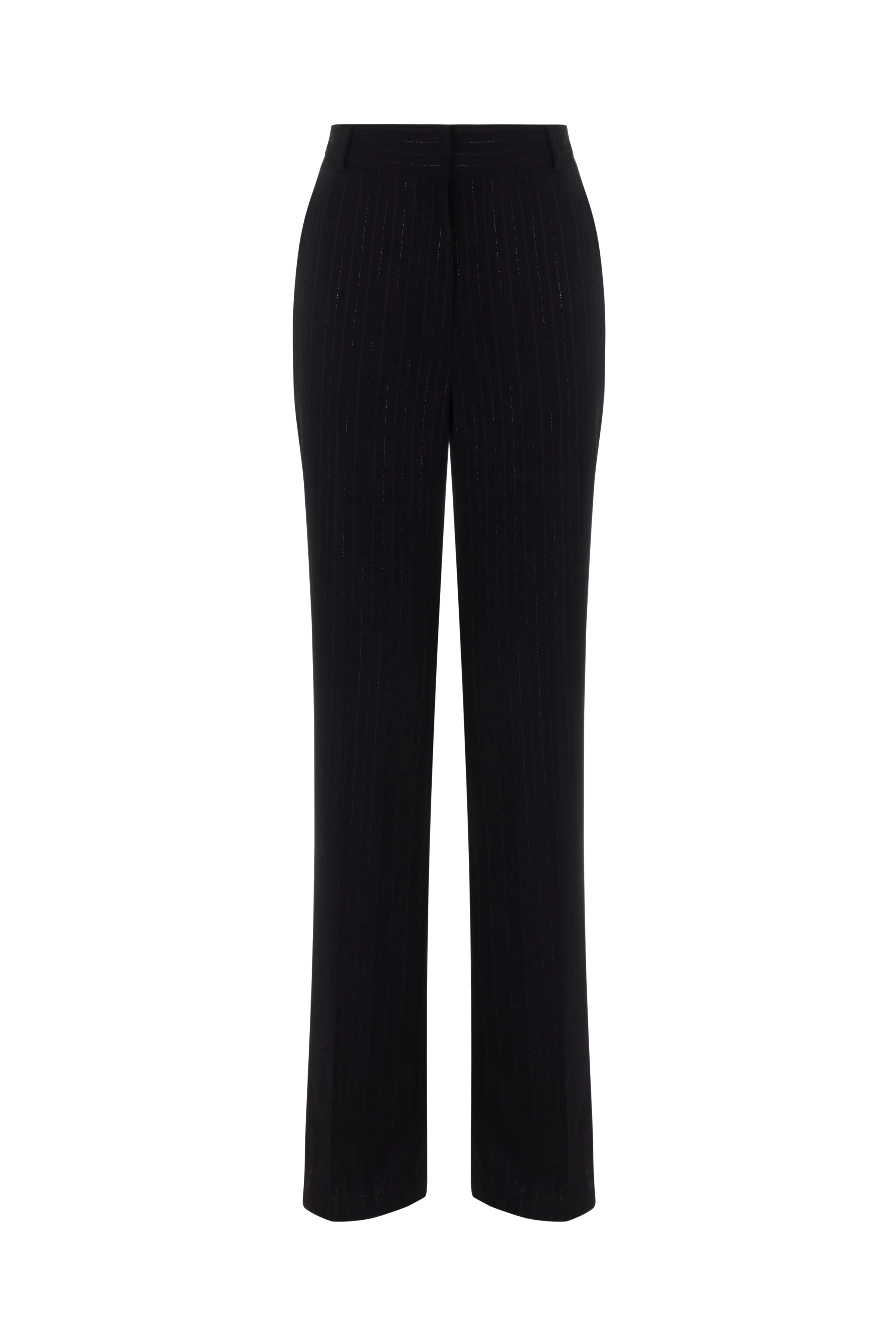 METALLIC THREAD PINSTRIPE STRAIGHT LEG SUIT PANTS