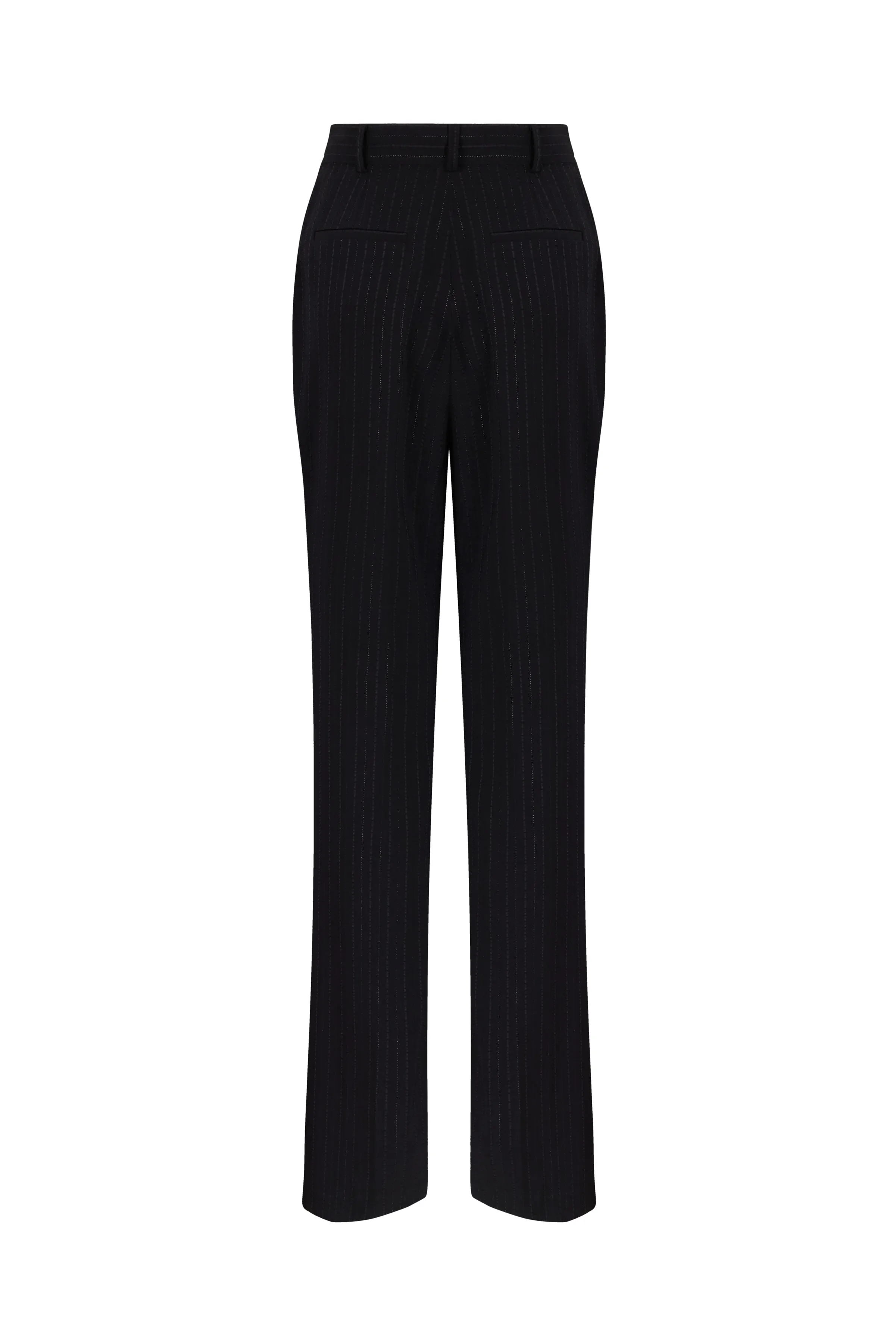 METALLIC THREAD PINSTRIPE STRAIGHT LEG SUIT PANTS