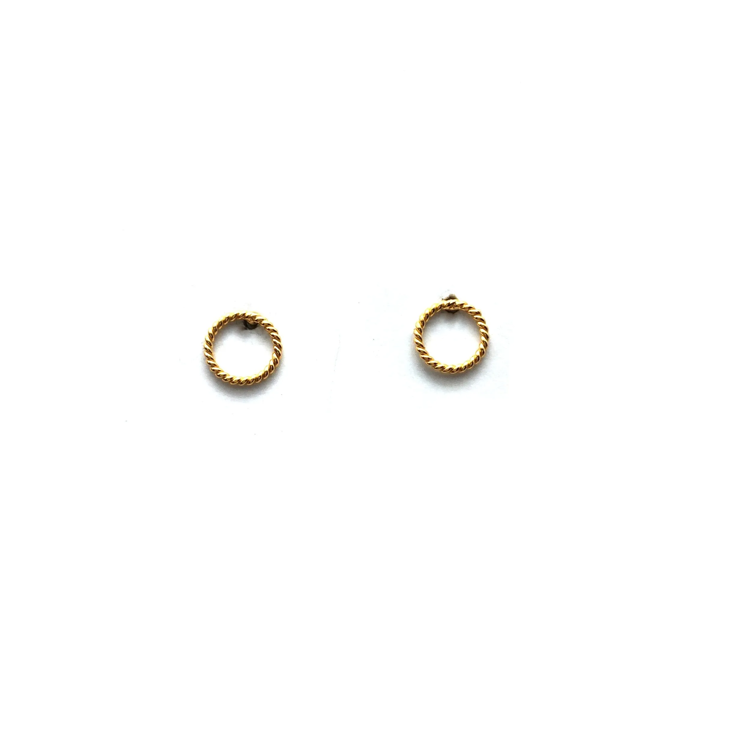 Mini Circle Twist Studs - Gold