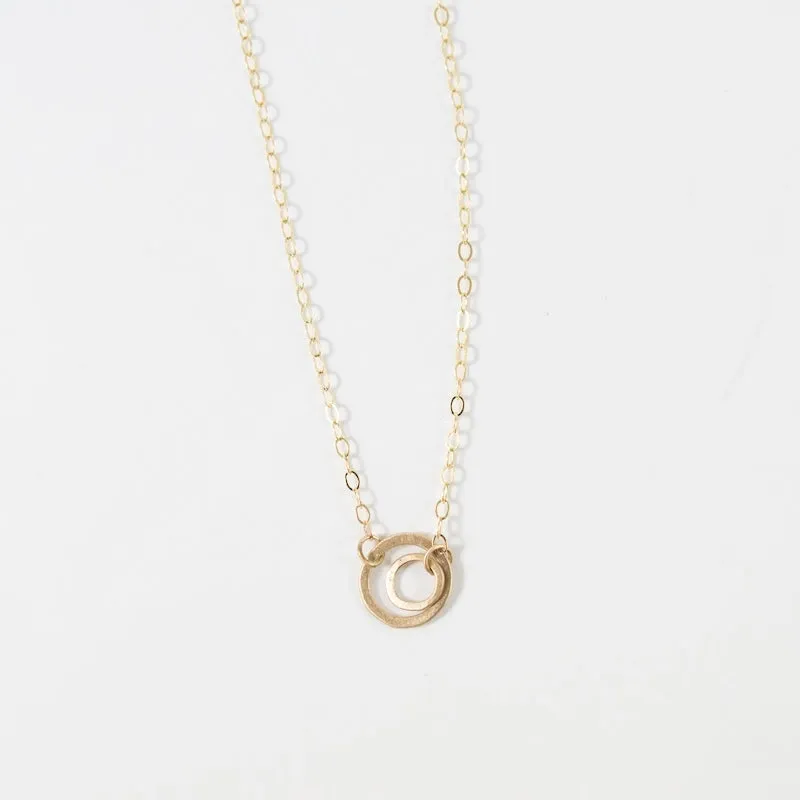 Mini Double Open Circles in 14K Gold