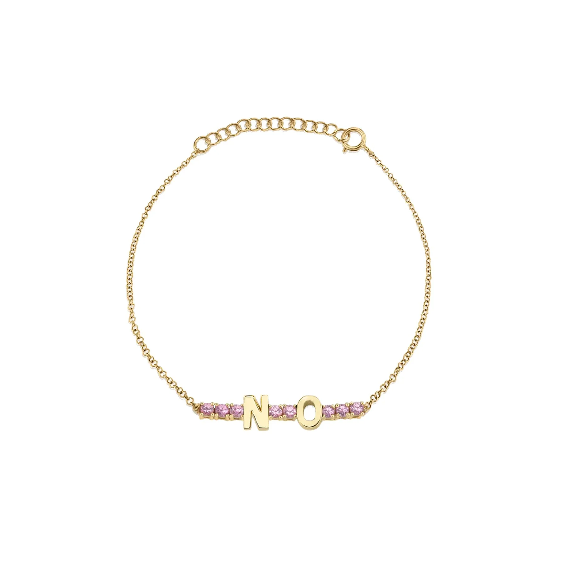 Mini Personalized Tennis Bracelet - Pink Tourmaline / 14k Yellow Gold