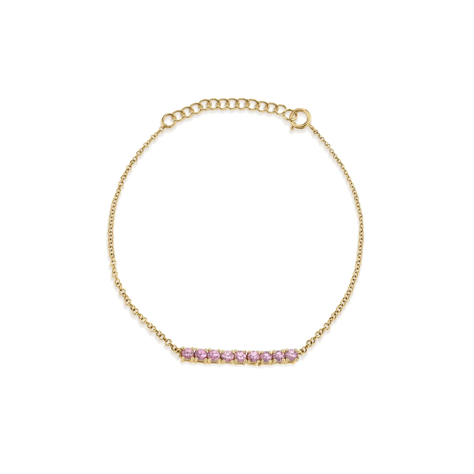 Mini Personalized Tennis Bracelet - Pink Tourmaline / 14k Yellow Gold