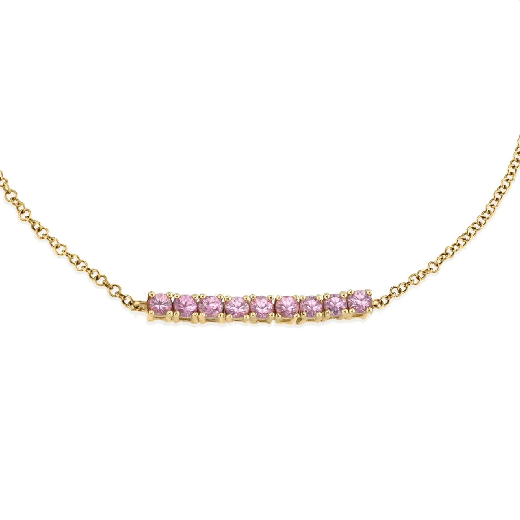 Mini Personalized Tennis Bracelet - Pink Tourmaline / 14k Yellow Gold