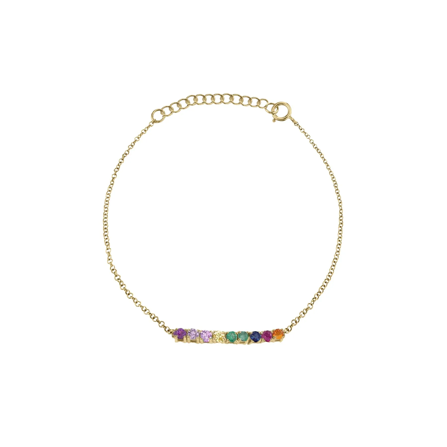 Mini Personalized Tennis Bracelet - Rainbow / 14k Yellow Gold