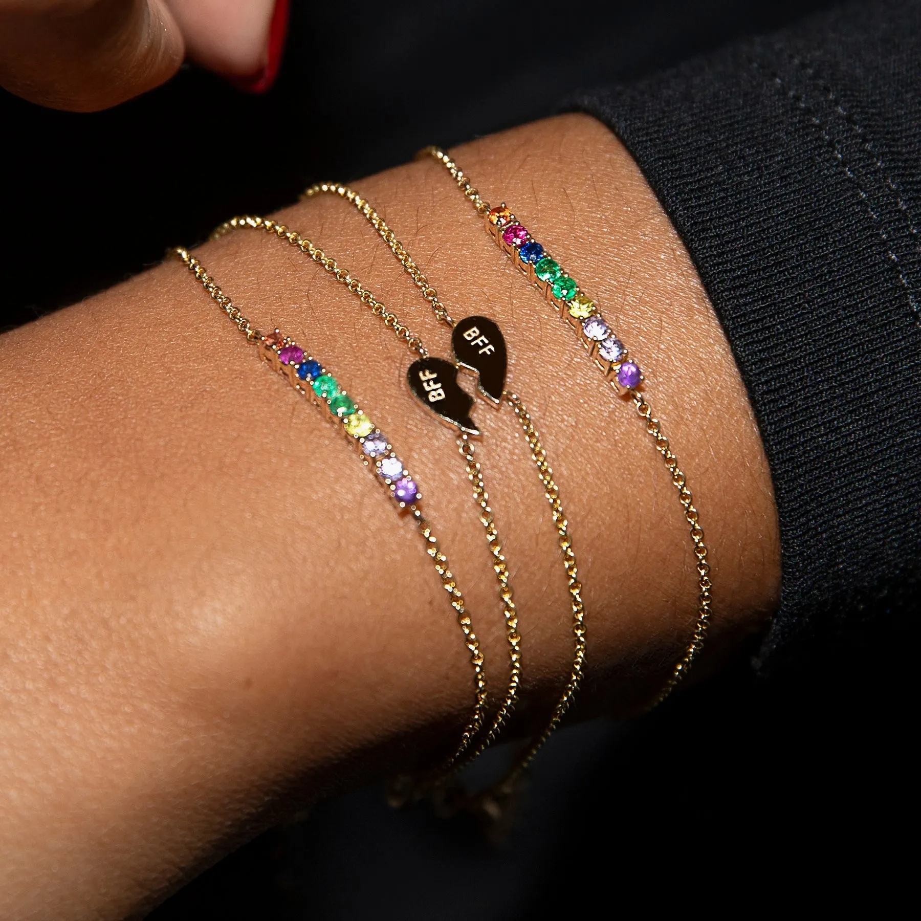 Mini Personalized Tennis Bracelet - Rainbow / 14k Yellow Gold