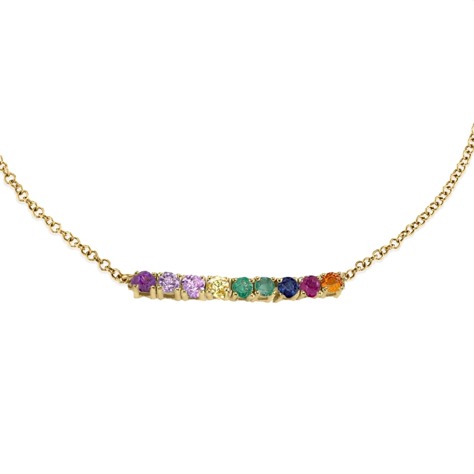 Mini Personalized Tennis Bracelet - Rainbow / 14k Yellow Gold