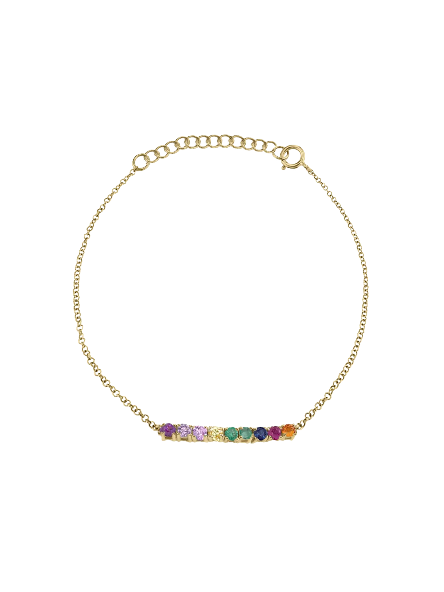 Mini Personalized Tennis Bracelet - Rainbow / 14k Yellow Gold