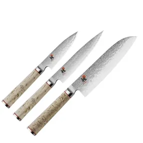 Miyabi Birchwood 5000mcd Santoku, Shotoh Utility And Shotoh Knife 3 Piece Set