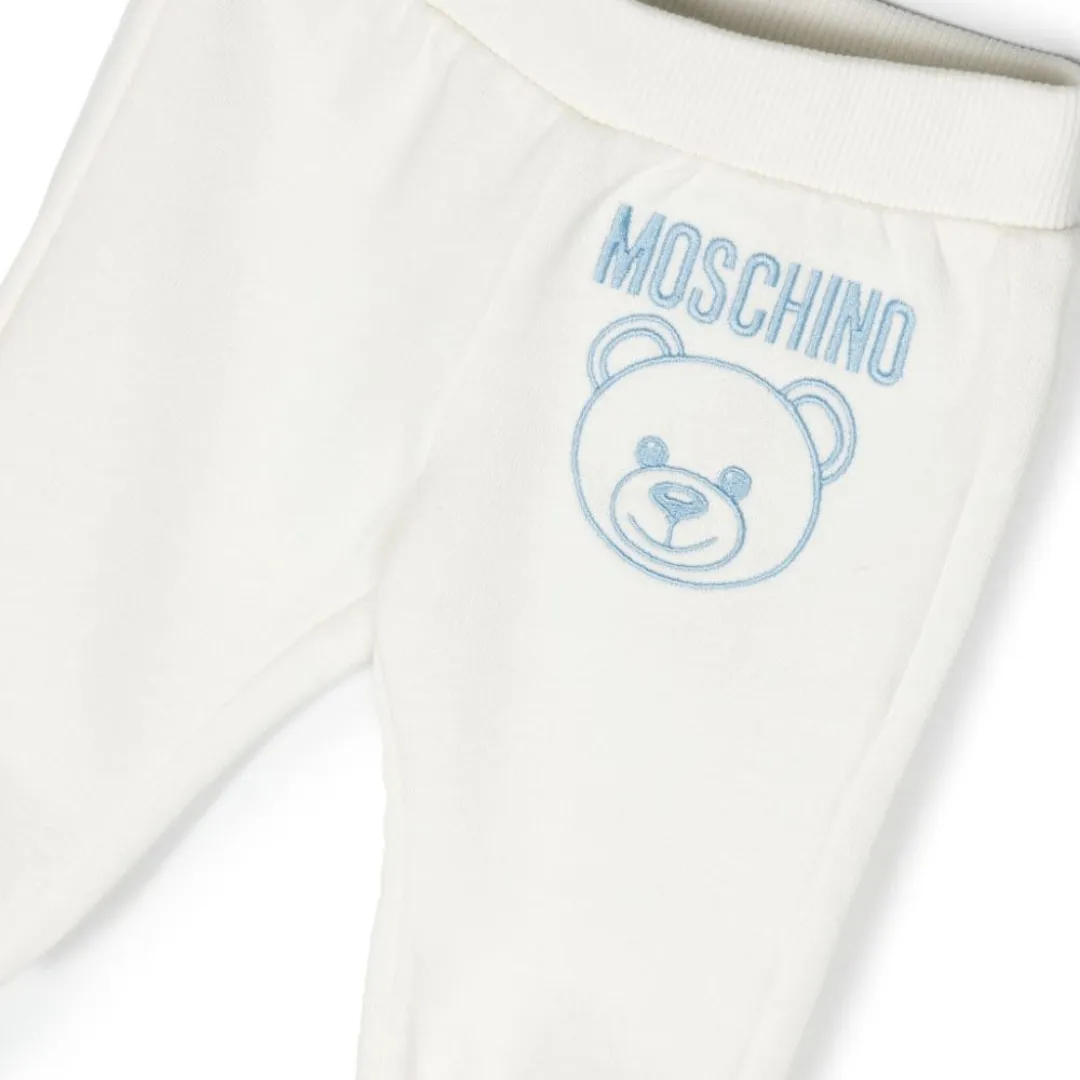 Moschino Track Suit White Teddy Logo Blue