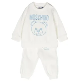 Moschino Track Suit White Teddy Logo Blue