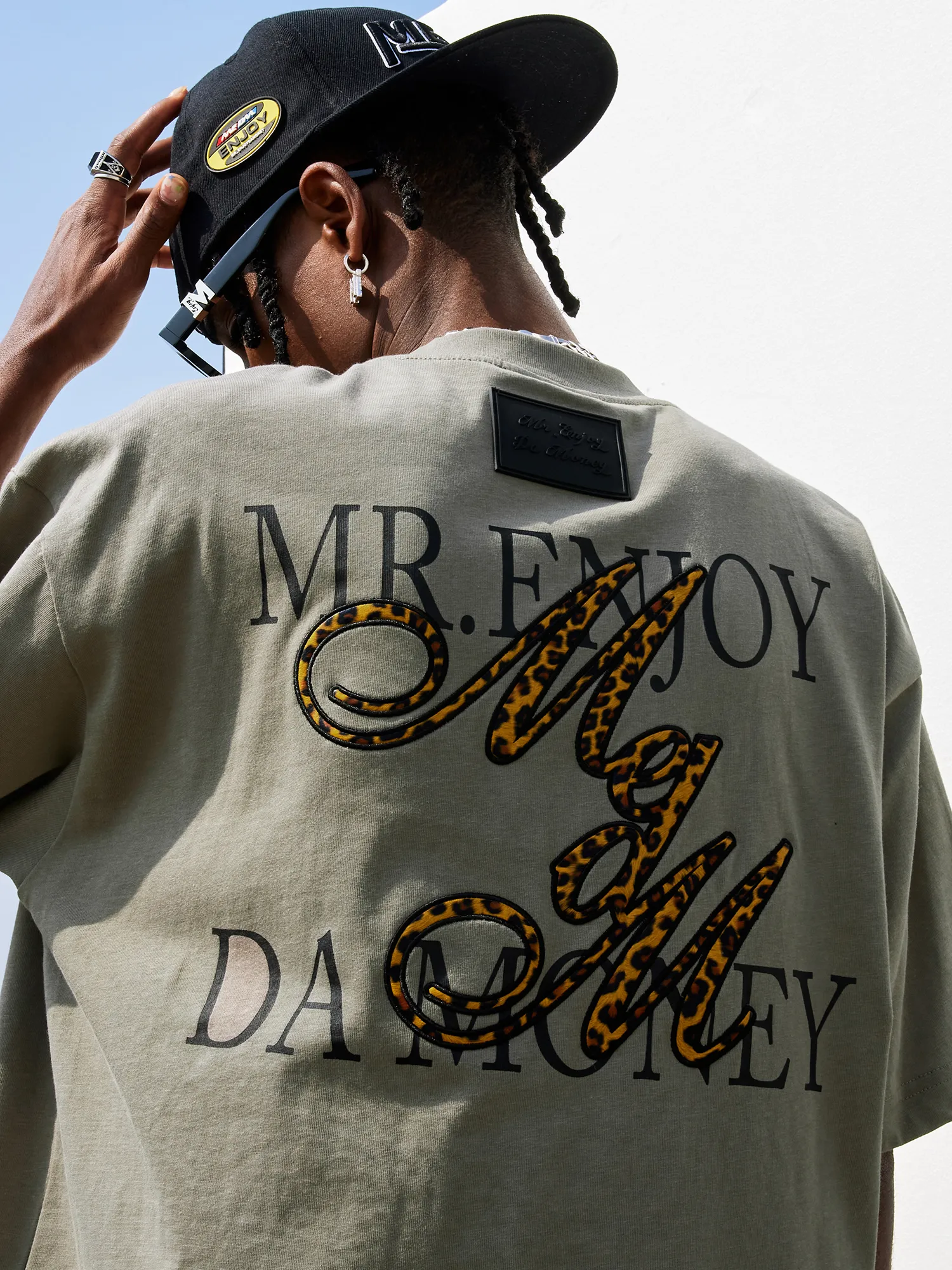 MR. ENJOY DA MONEY  |Crew Neck Leopard Patterns Unisex Cotton Short Sleeves